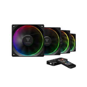 Gamdias Aeolus M3-1203R PWM RGB 3-in-1 Fan Pack- Black