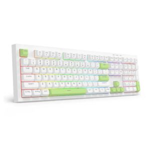 Redragon K518-RGB-WG Crux 108-Key Wired Membrane Gaming Keyboard -White/Green