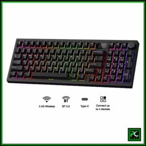 Tecware Spectre 96-keys RGB Tri-Mode Mechanical Keyboard- Black -Candy Red (TWKB-SP96LCD-BKCR)